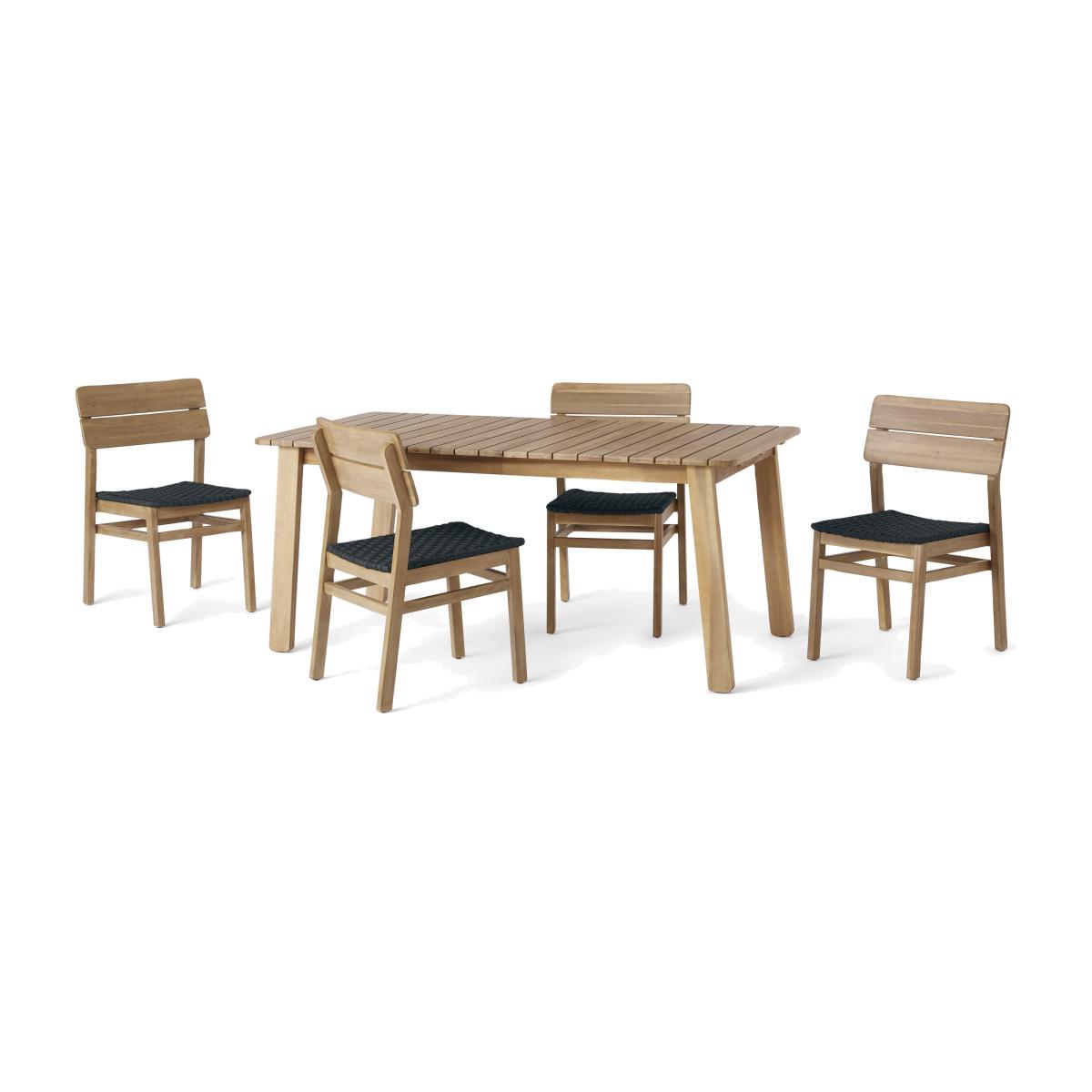 Jala Garden Dining Set, Acacia Wood and Black – image 1