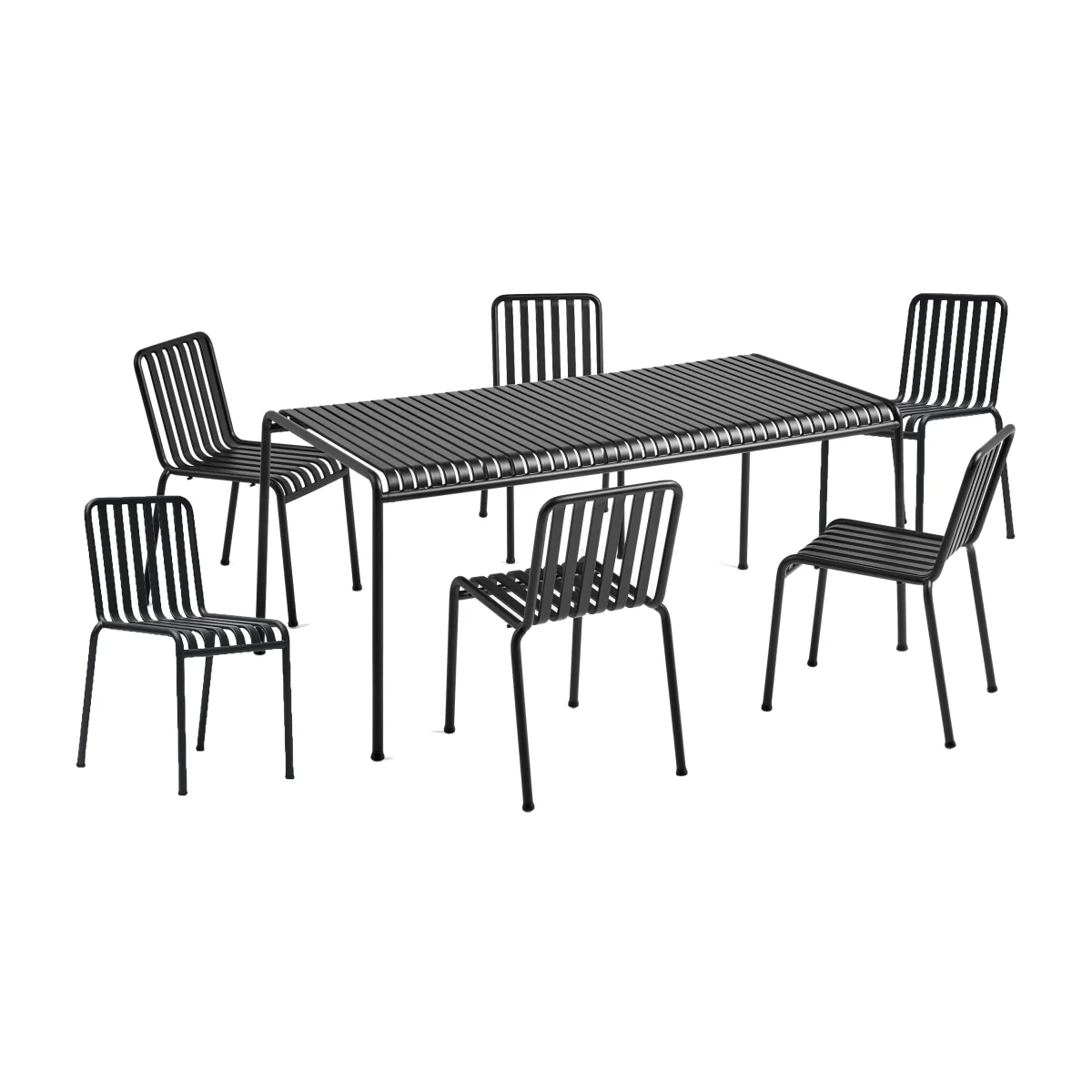 HAY Palissade dining set 6 chairs 170x90 cm anthracite – image 1