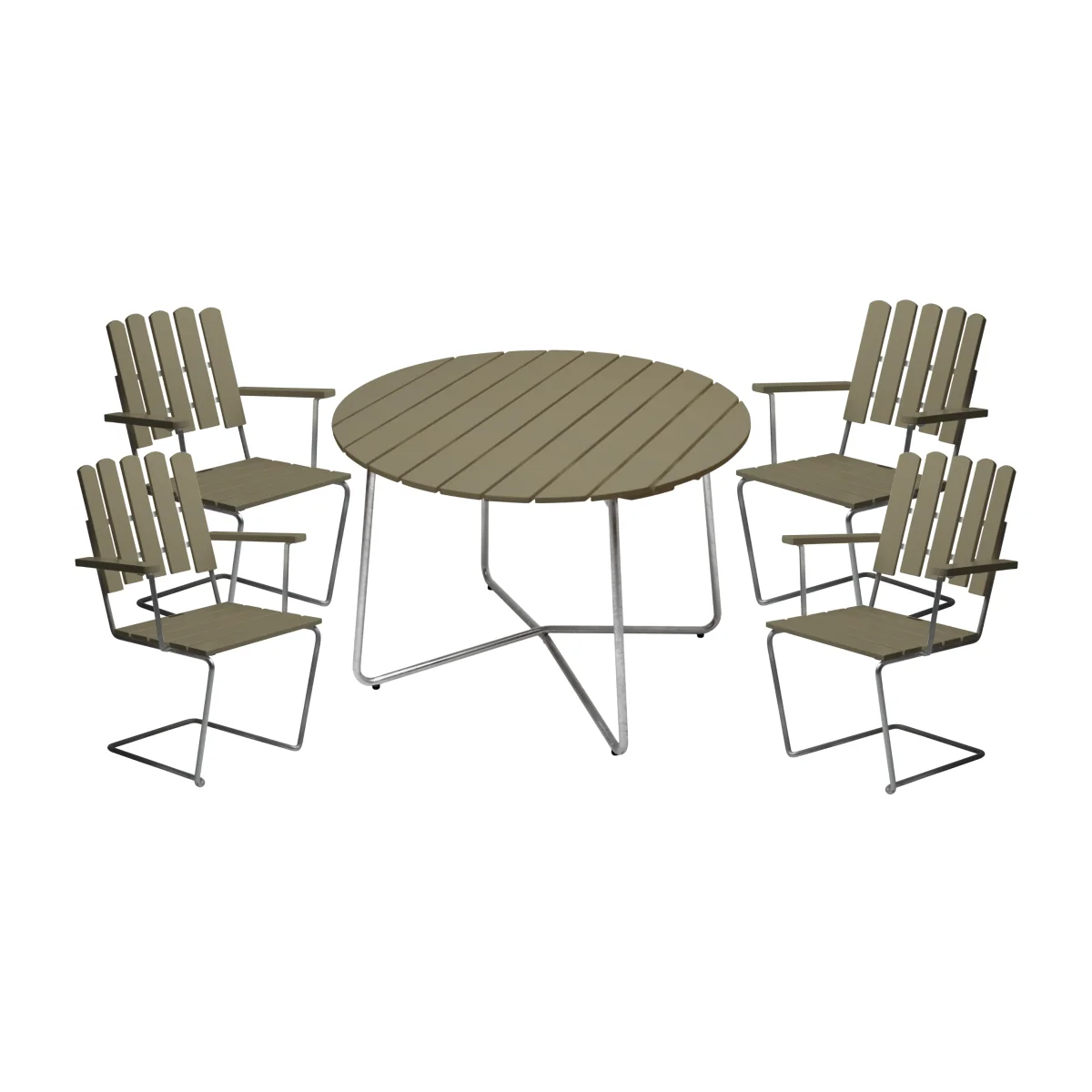 Grythyttan Stålmöbler Grythyttan dining set 9A 100 + 4pcs A2 light green