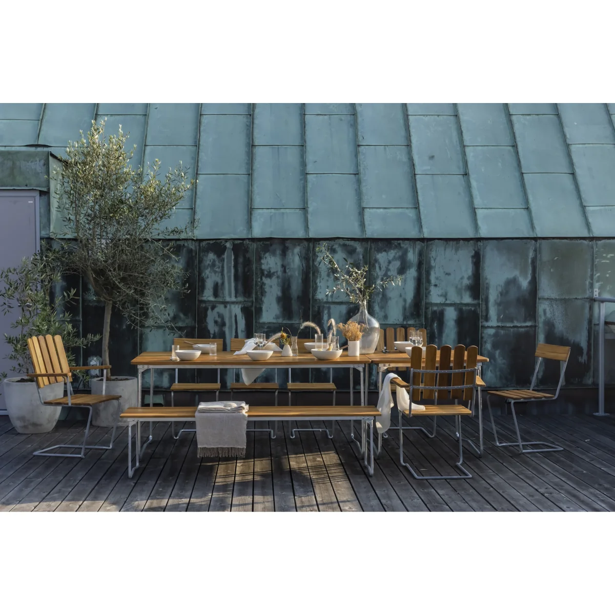 Grythyttan Stålmöbler Grythyttan dining set B25A + 2 pcs Chair 1 + Bench 8 oiled oak – image 2