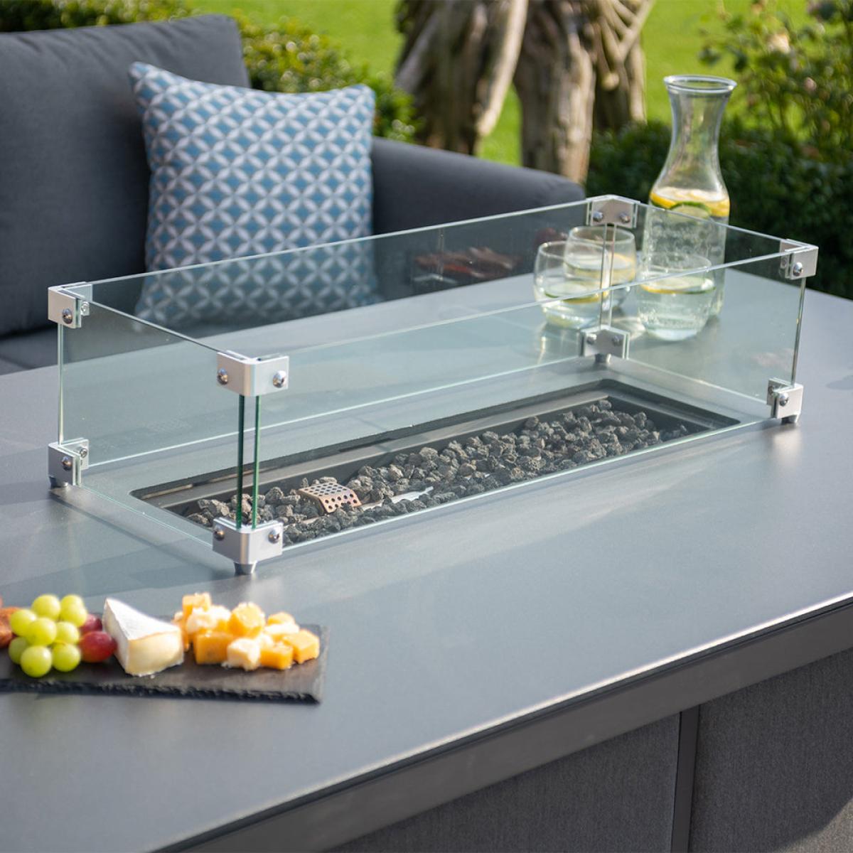 Maze Pulse Left Handed Rectangular Corner Dining Set with Fire Pit Flanelle – image 3