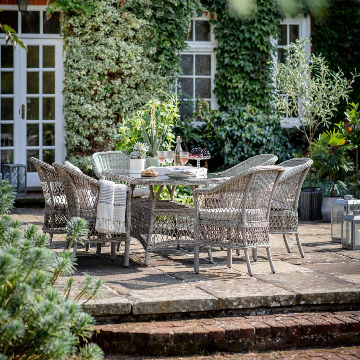 Gallery Outdoor Lincoln 6 Seater Oval Dining Set Stone – image 1