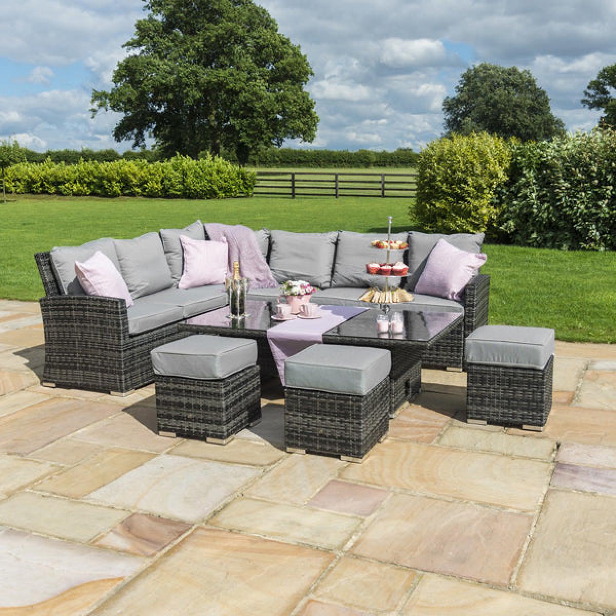 Maze Rattan Kingston Corner Outdoor Dining Set with Rising Table in Grey – image 2