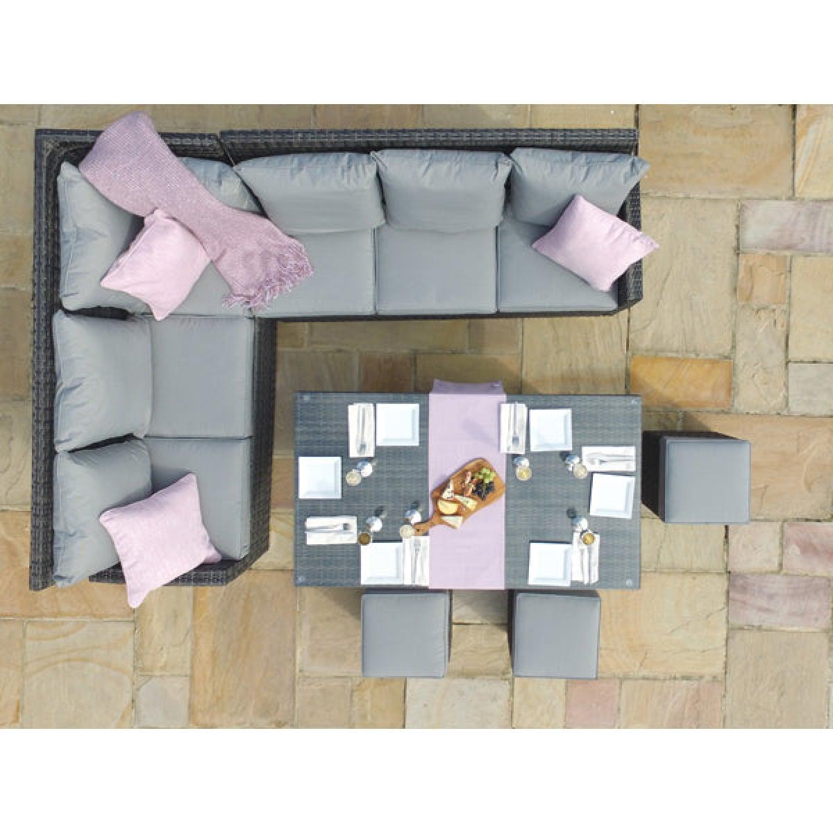 Maze Rattan Kingston Corner Outdoor Dining Set with Rising Table in Grey – image 5