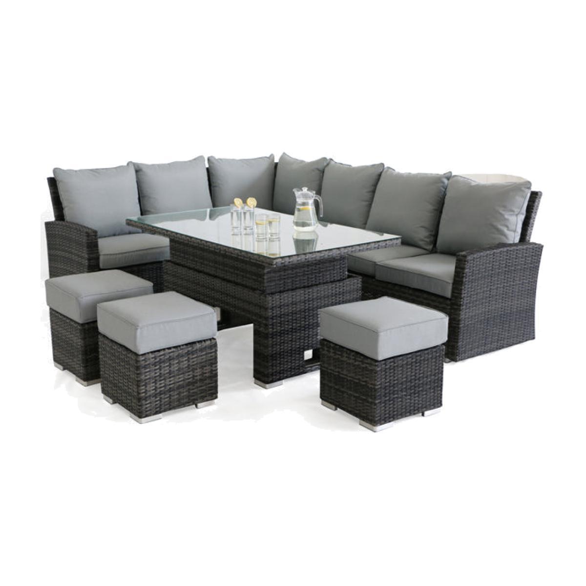 Maze Rattan Kingston Corner Outdoor Dining Set with Rising Table in Grey – image 1