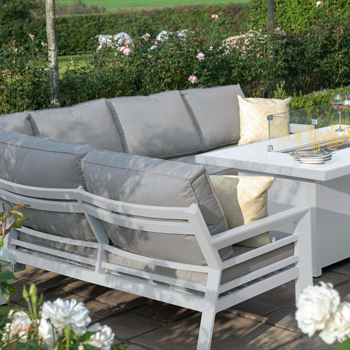 Maze New York Corner Dining Set With Fire Pit Table White – image 5