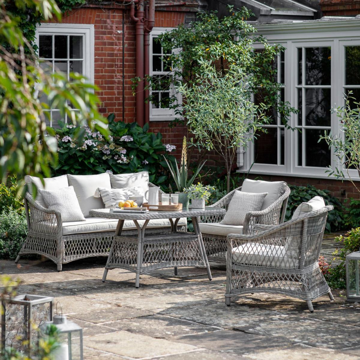 Gallery Outdoor Lincoln Country Sofa Dining/Tea Set Stone – image 1