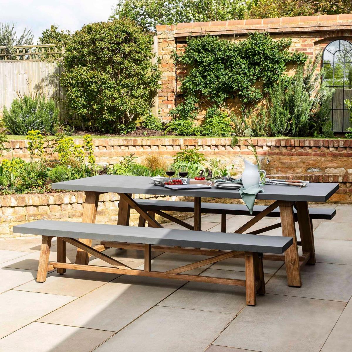 Garden Trading Grey Chilford Table & Bench Set - Large – image 1