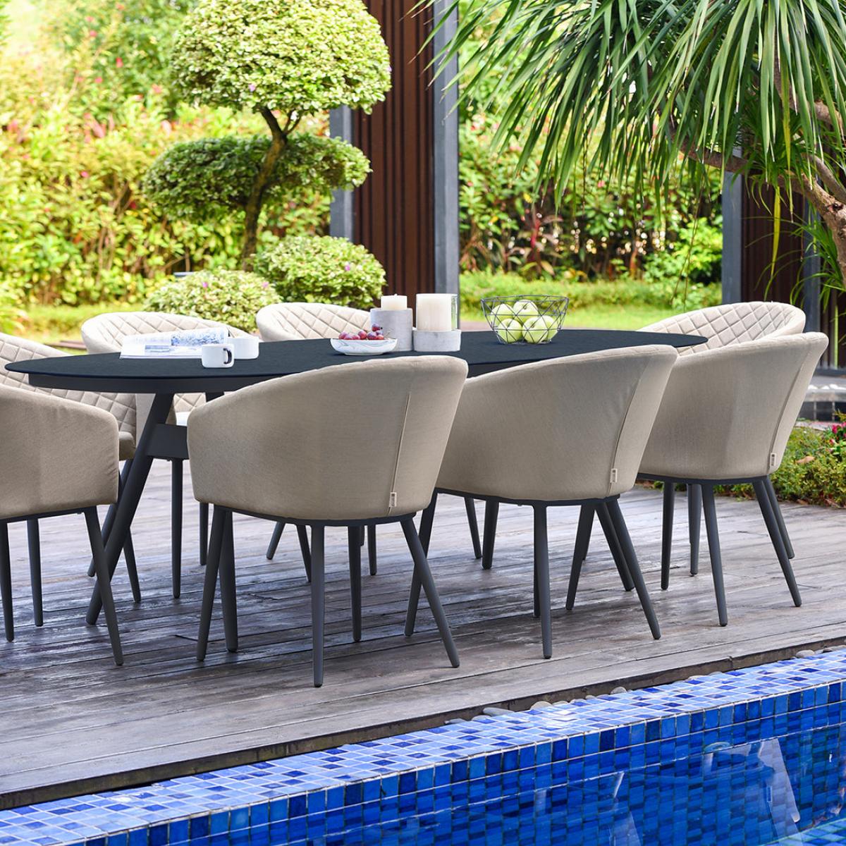 Maze Outdoor Ambition Oval Dining Set in Oatmeal / 8 Seater – image 18