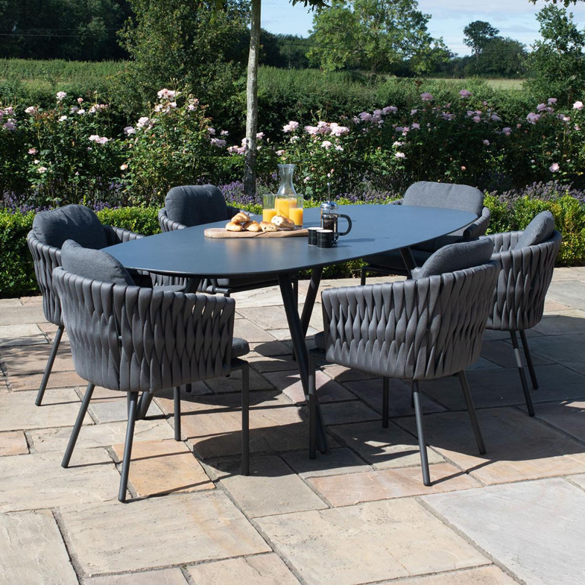Maze Rattan Marina 6 Seat Dining Set Grey – image 5