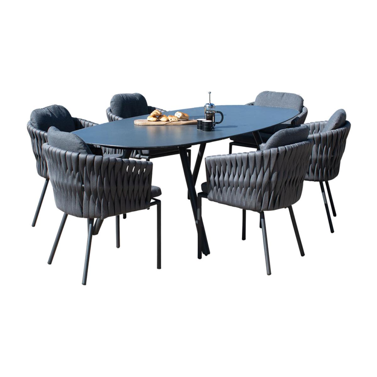Maze Rattan Marina 6 Seat Dining Set Grey – image 1