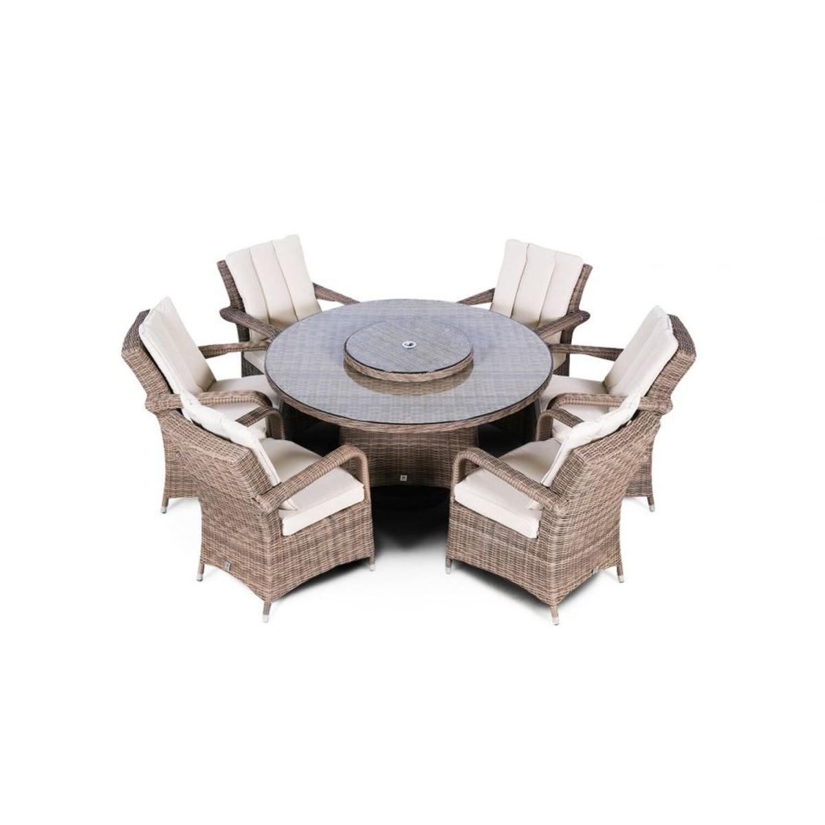 Arizona Signature Weave Round 6 Seater Rattan Patio Dining Set - Brown – image 11