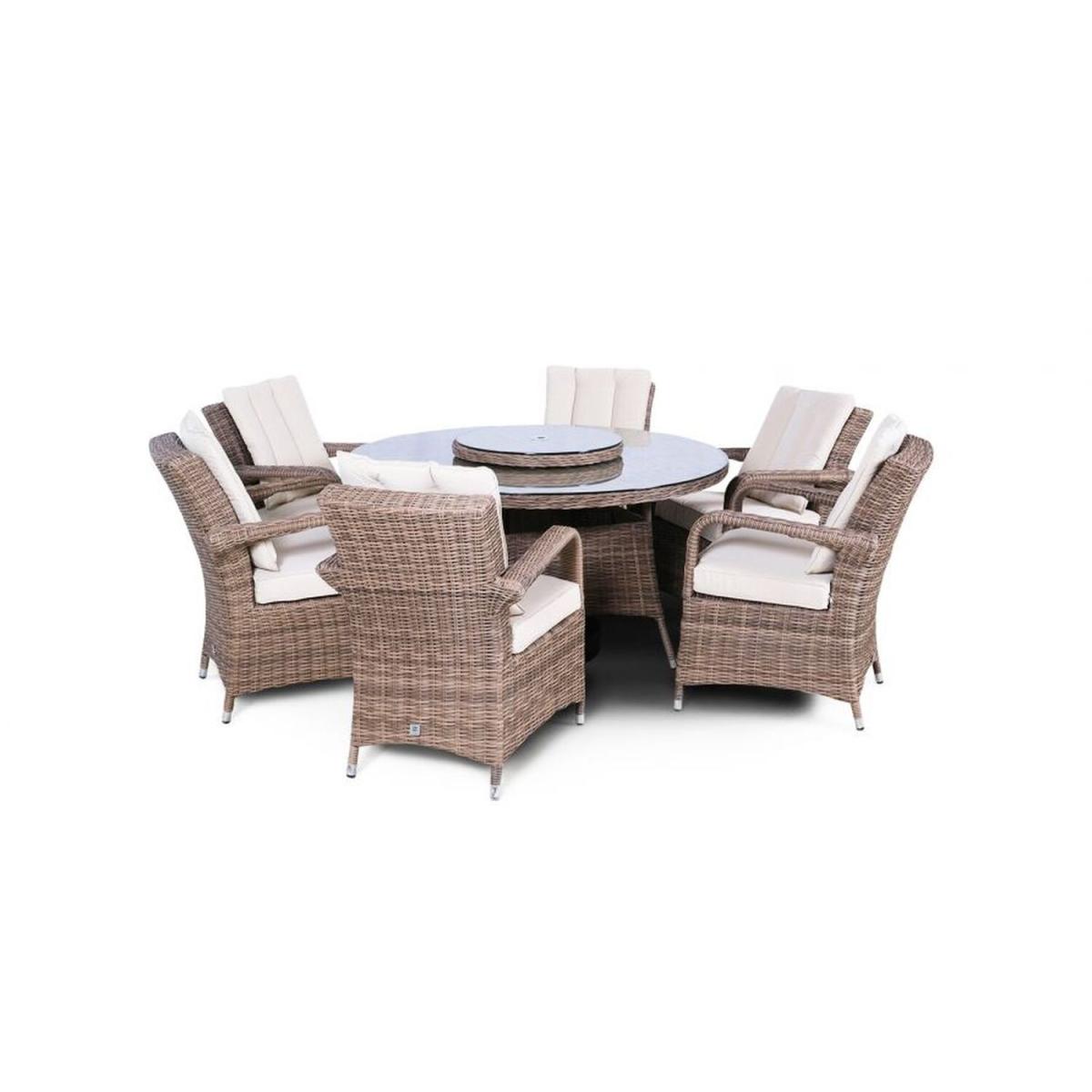 Arizona Signature Weave Round 6 Seater Rattan Patio Dining Set - Brown – image 12
