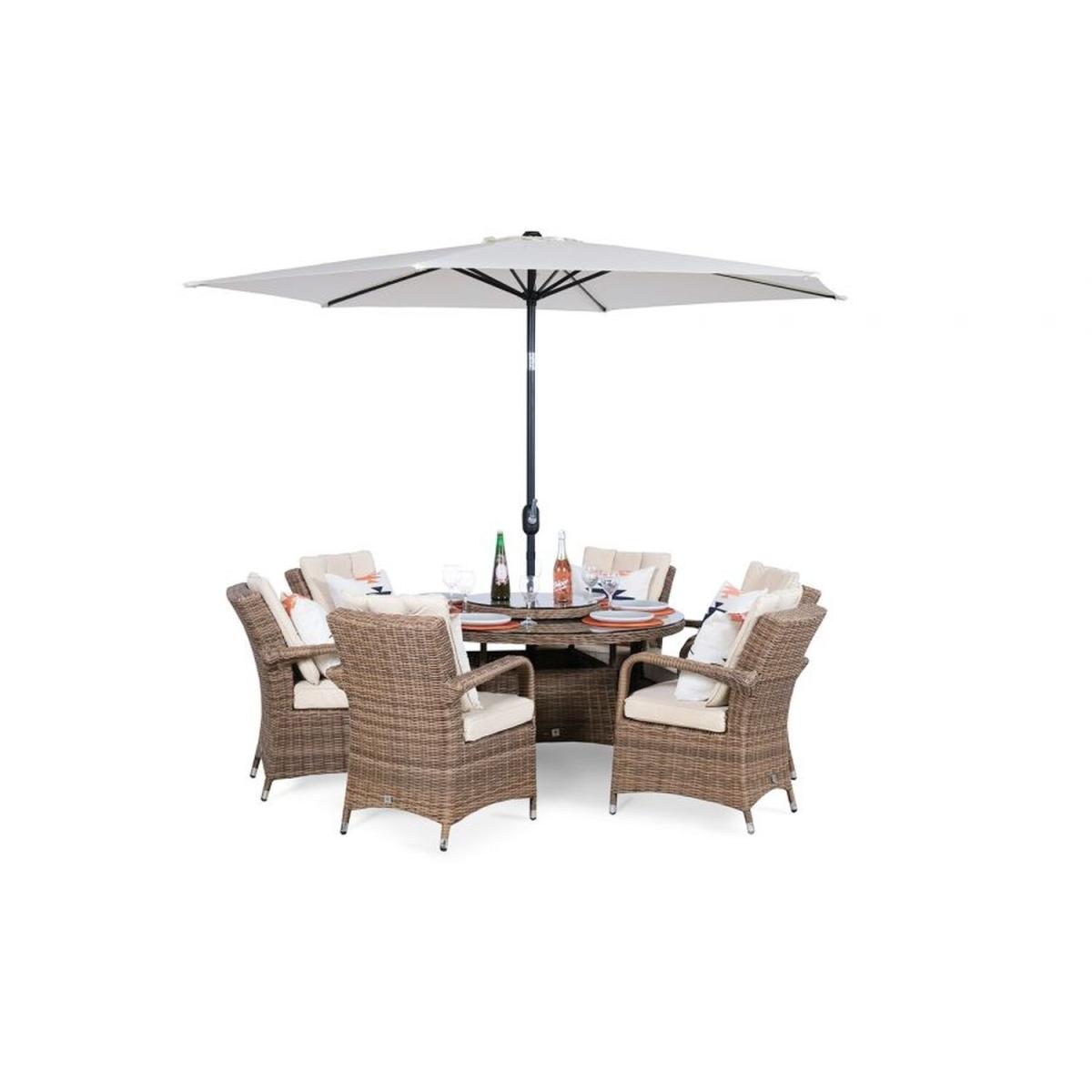 Arizona Signature Weave Round 6 Seater Rattan Patio Dining Set - Brown – image 13