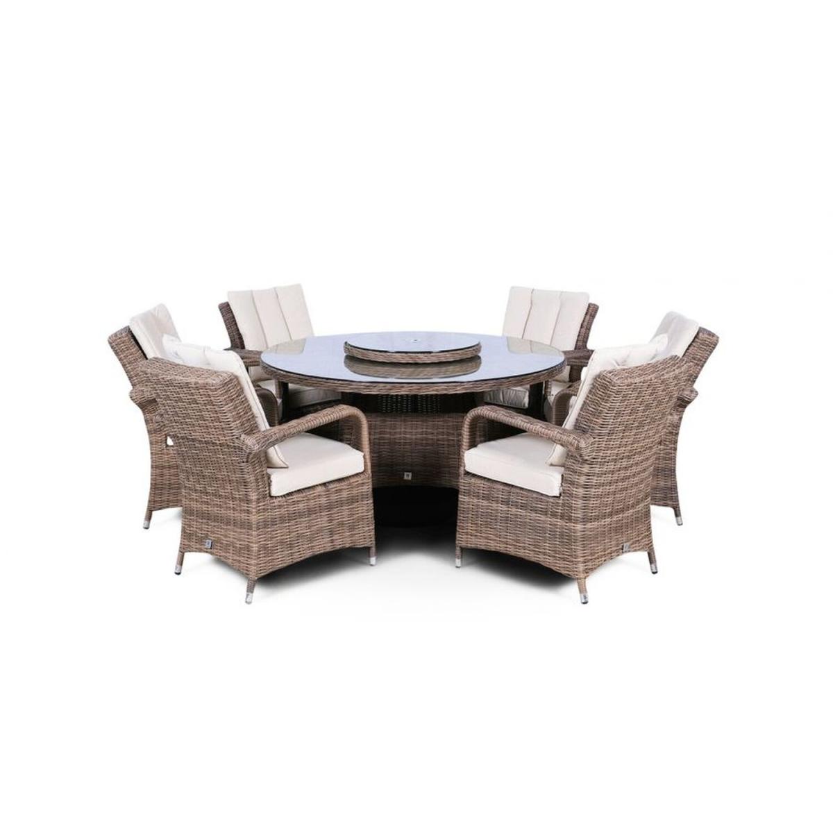 Arizona Signature Weave Round 6 Seater Rattan Patio Dining Set - Brown – image 14
