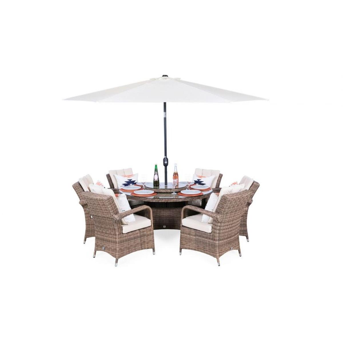 Arizona Signature Weave Round 6 Seater Rattan Patio Dining Set - Brown – image 3