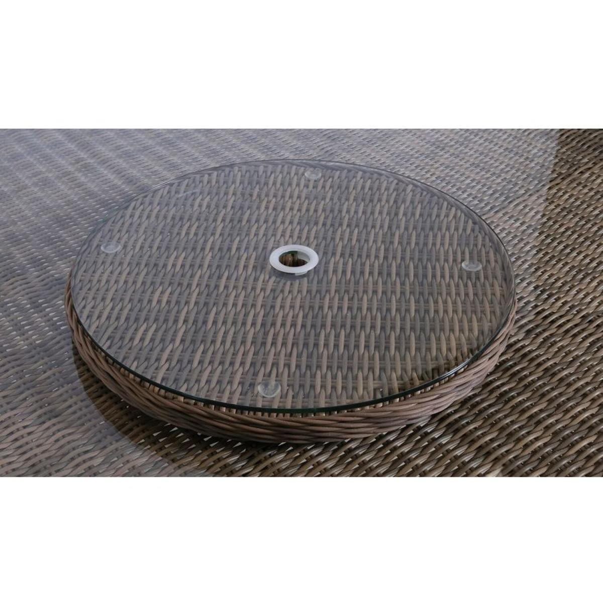 Arizona Signature Weave Round 6 Seater Rattan Patio Dining Set - Brown – image 4