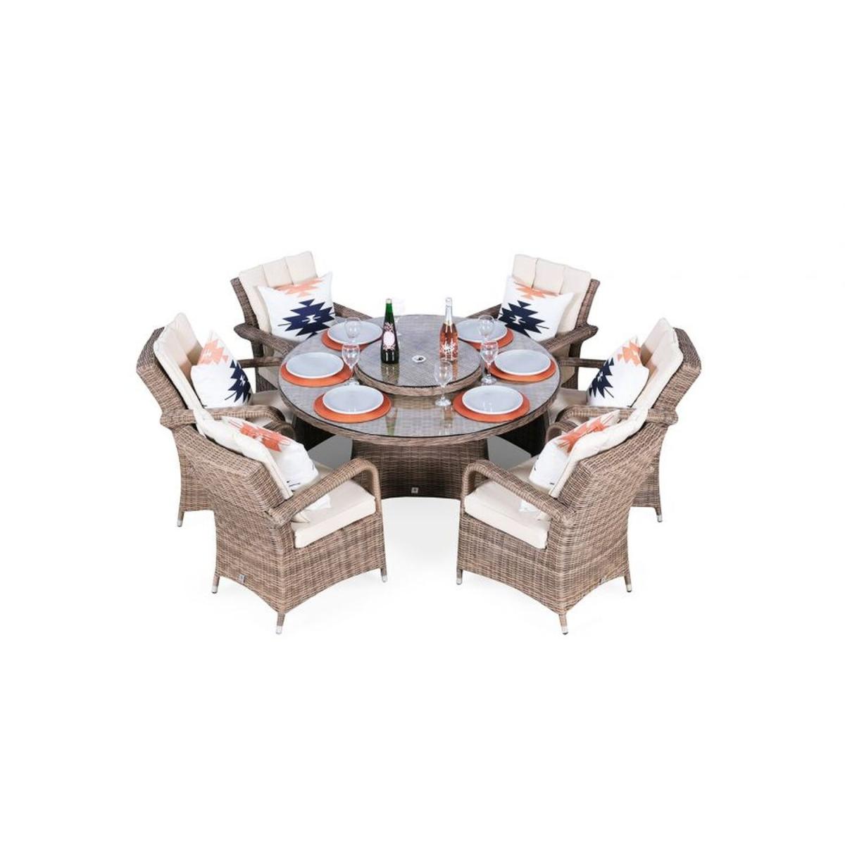 Arizona Signature Weave Round 6 Seater Rattan Patio Dining Set - Brown – image 5