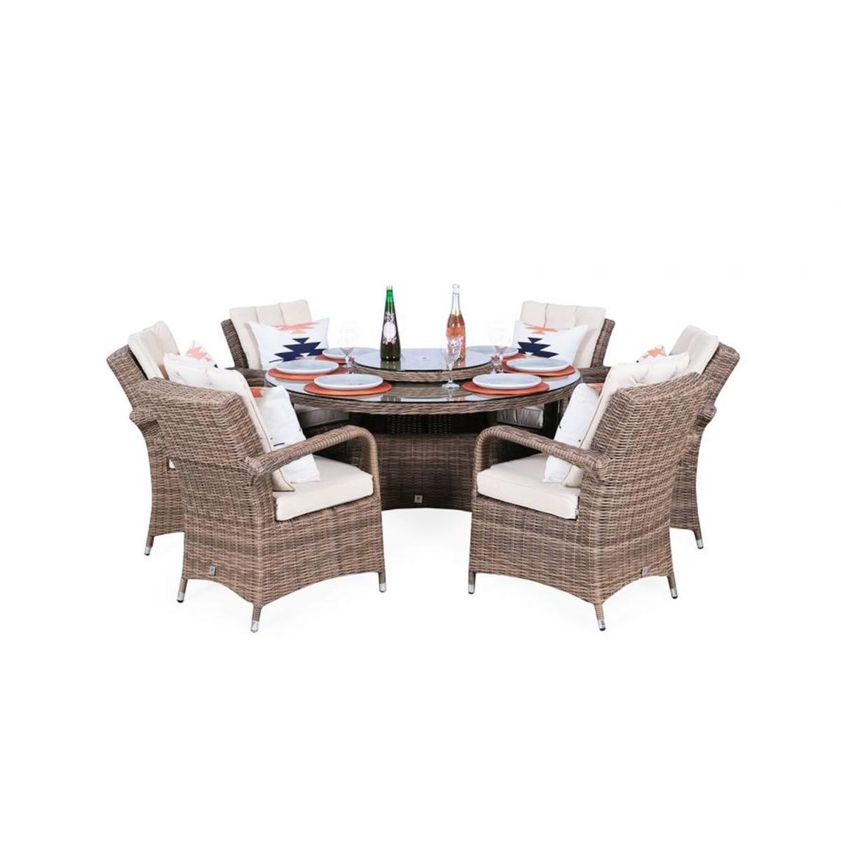 Arizona Signature Weave Round 6 Seater Rattan Patio Dining Set - Brown – image 7