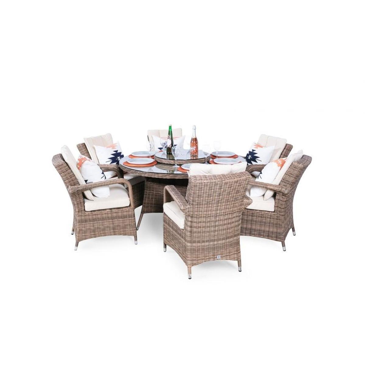 Arizona Signature Weave Round 6 Seater Rattan Patio Dining Set - Brown – image 8