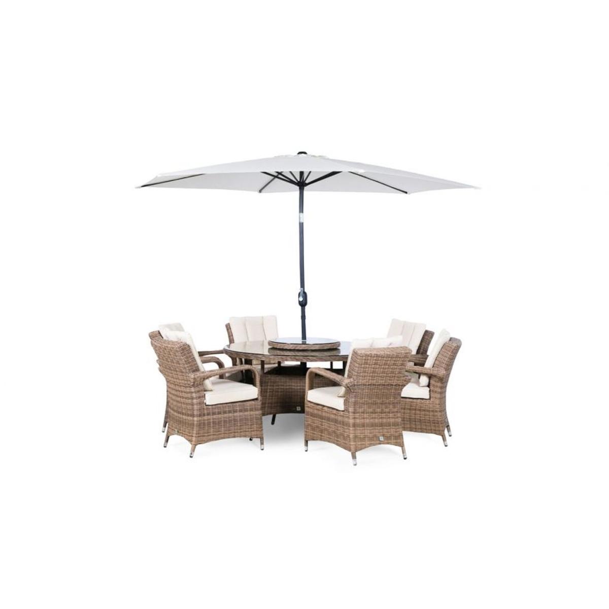 Arizona Signature Weave Round 6 Seater Rattan Patio Dining Set - Brown – image 9