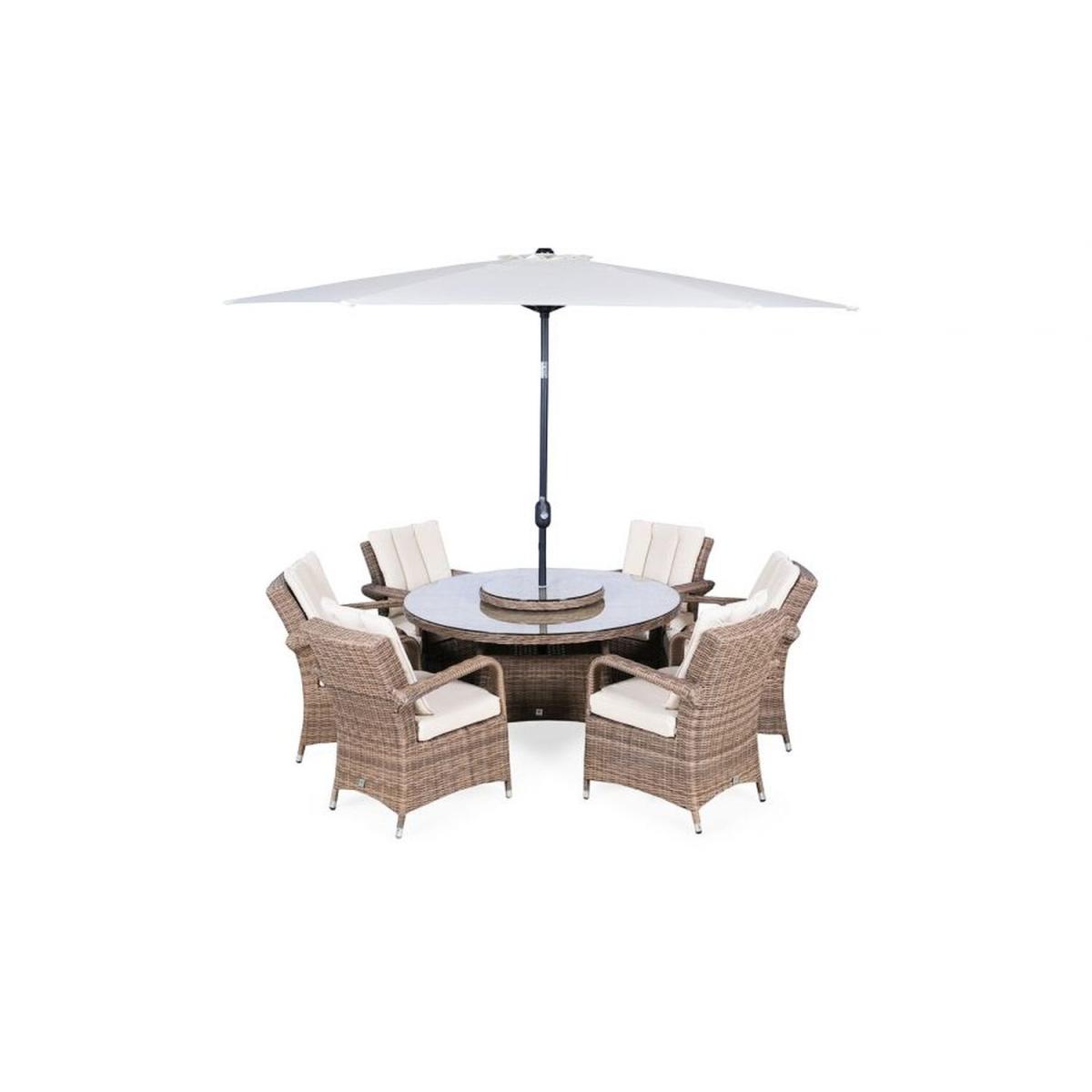 Arizona Signature Weave Round 6 Seater Rattan Patio Dining Set - Brown – image 10