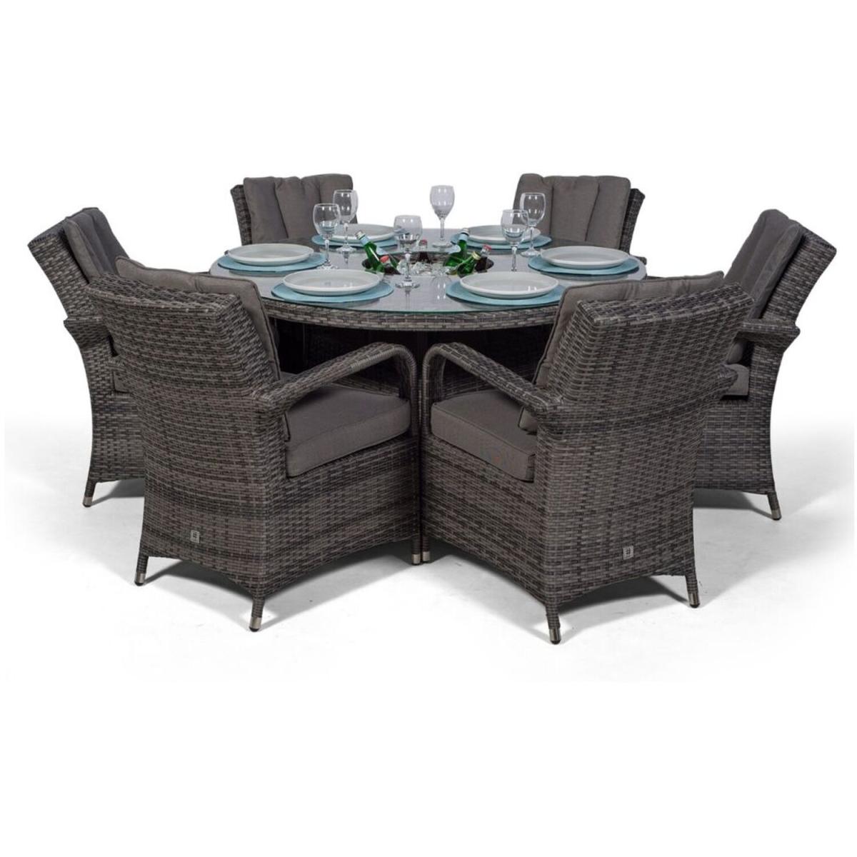 Arizona Round 6 Seater Patio Dining Set with Ice Bucket Drinks Cooler - Grey – image 3