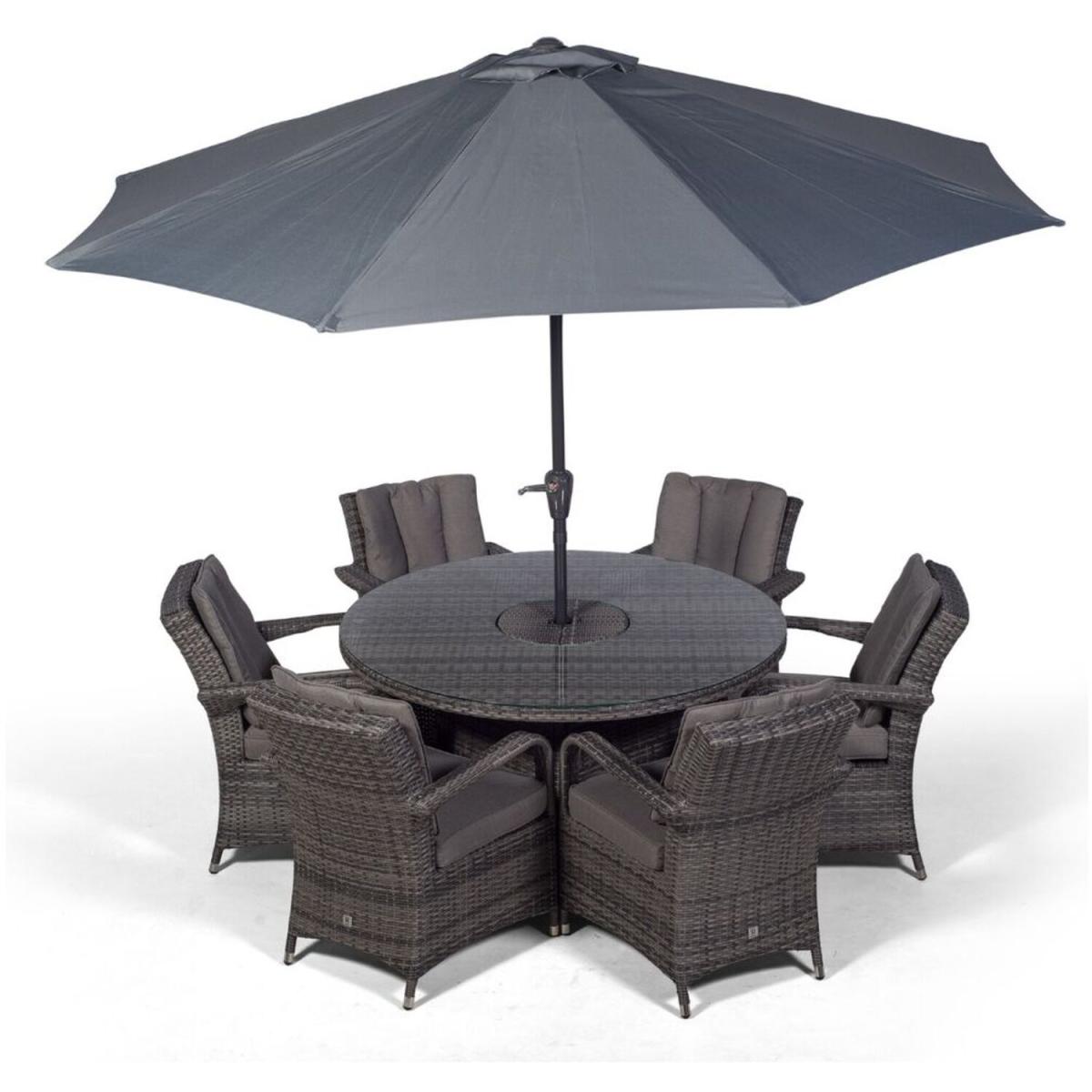Arizona Round 6 Seater Patio Dining Set with Ice Bucket Drinks Cooler - Grey – image 4