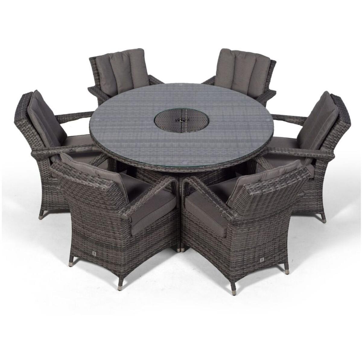 Arizona Round 6 Seater Patio Dining Set with Ice Bucket Drinks Cooler - Grey – image 5
