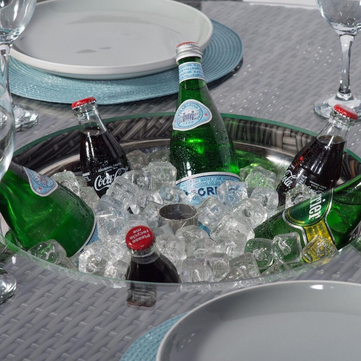Arizona Round 6 Seater Patio Dining Set with Ice Bucket Drinks Cooler - Grey – image 6