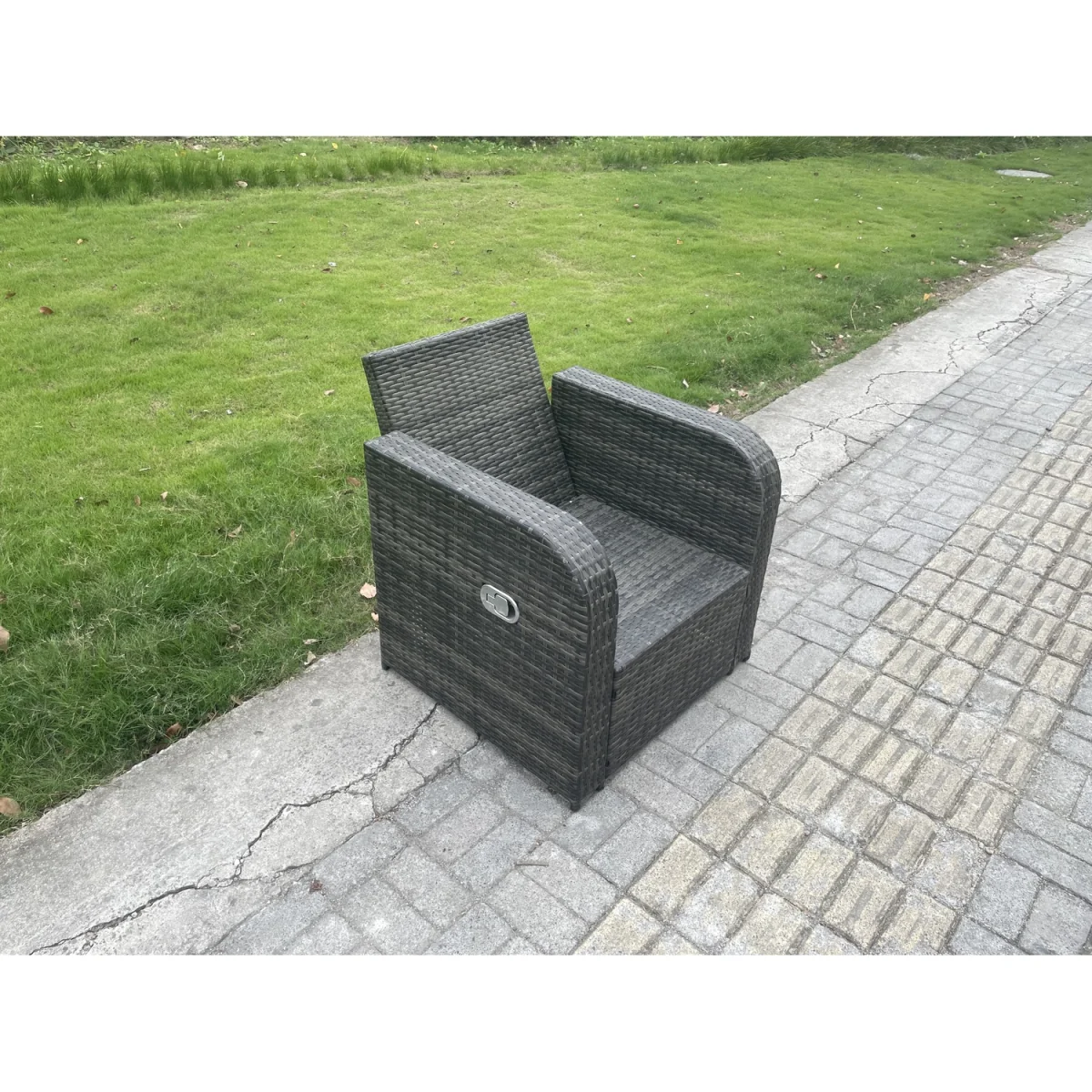 Fimous High-Back Rattan Garden Furniture Set, 8-Seater, Dark Grey. - Dark grey mixed rattan with dark grey fabric – image 2