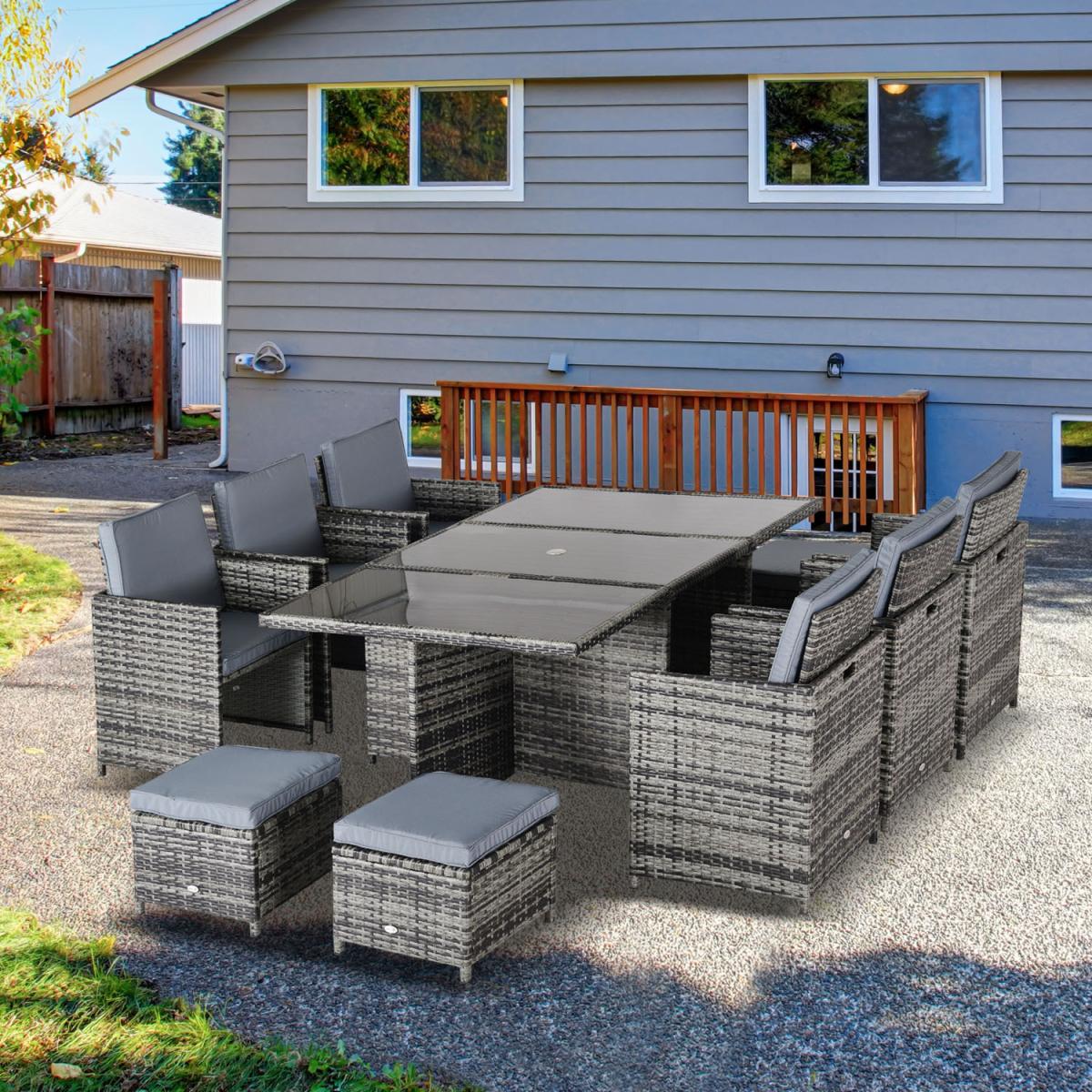 11 Pieces Rattan Dining Set - Brown – image 20