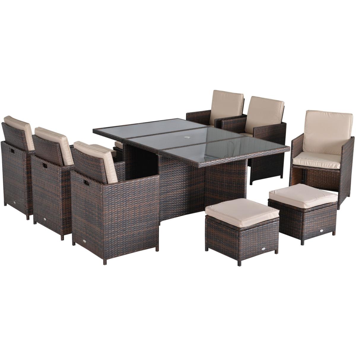 11 Pieces Rattan Dining Set - Brown – image 6
