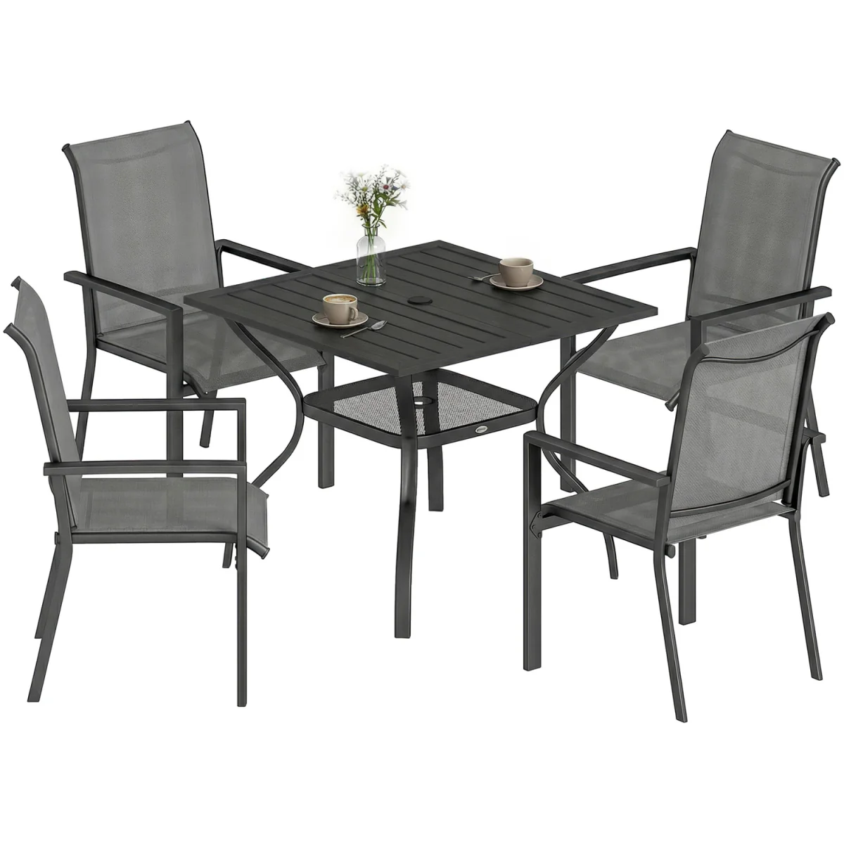 Outsunny 5 Pieces Outdoor Dining Set for 4, Patio Furniture Set - Grey – image 3