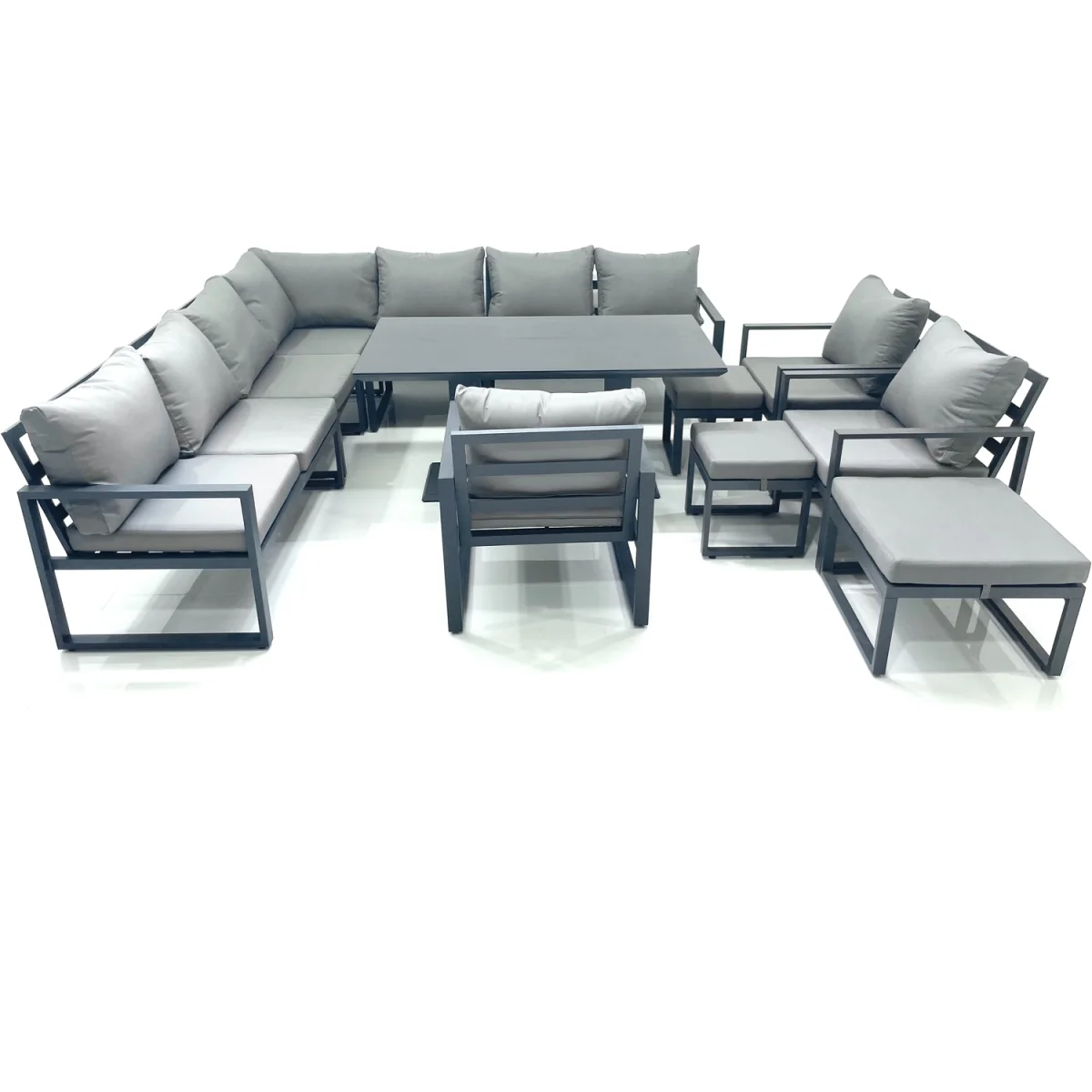 Fimous 13-Seater Outdoor Aluminum Garden Furniture Set Dark Grey - Dark Grey – image 5