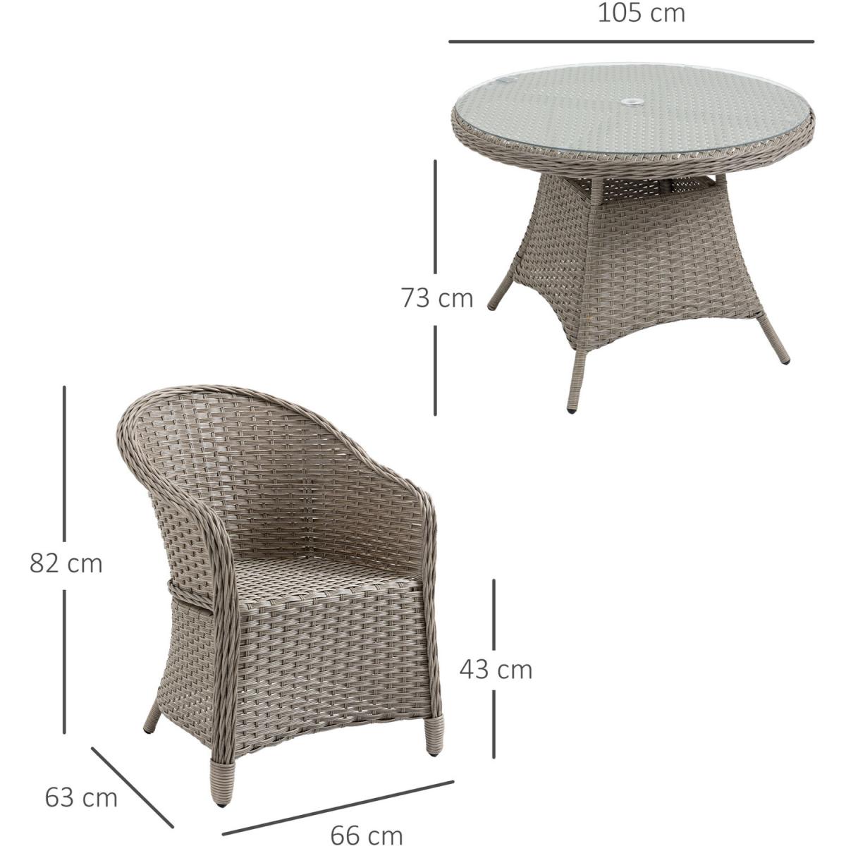 4 Seat Outdoor Patio PE Rattan Dining Set - Grey – image 2