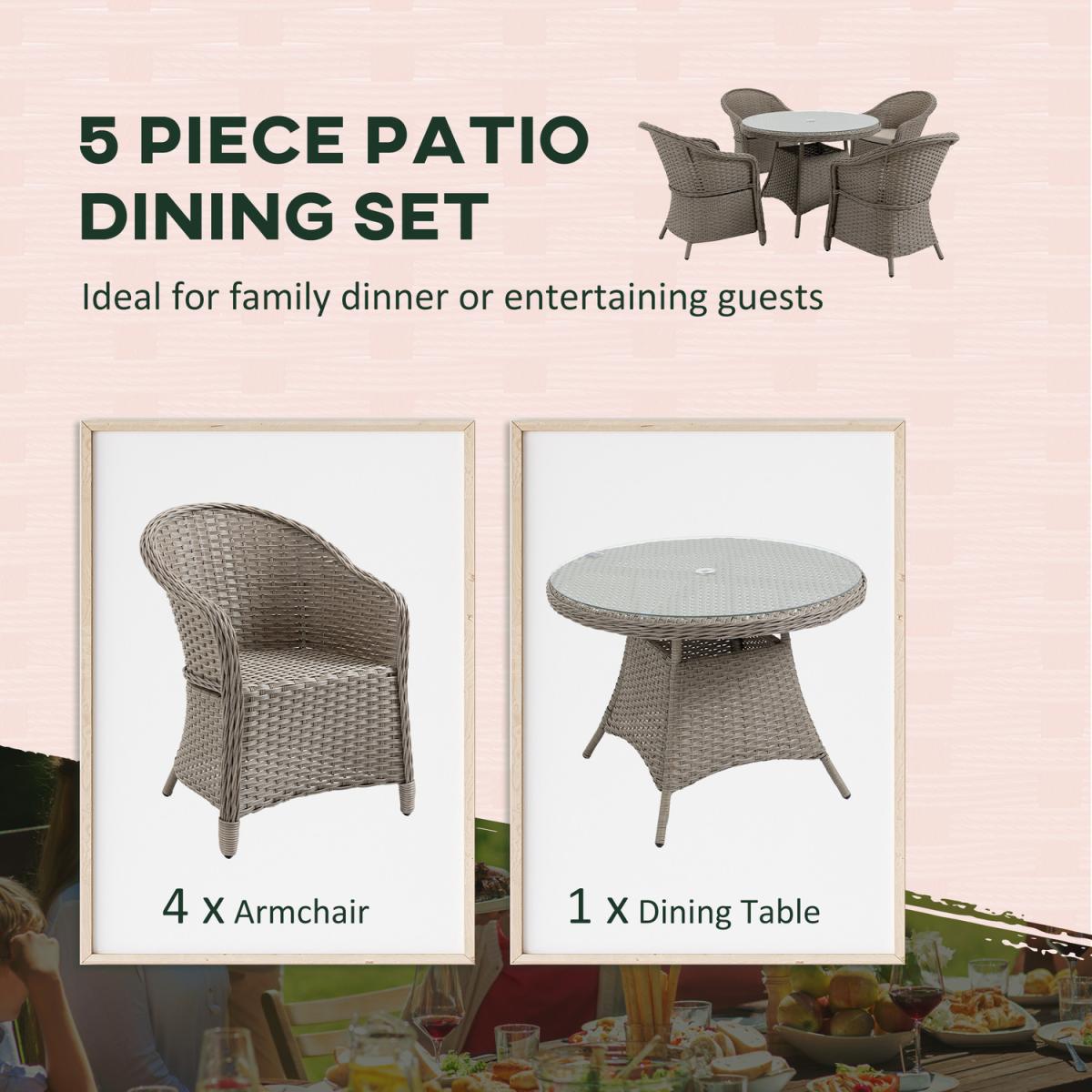 4 Seat Outdoor Patio PE Rattan Dining Set - Grey – image 3