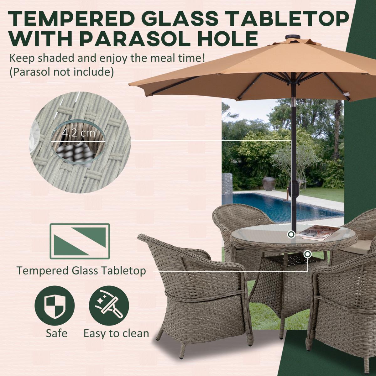 4 Seat Outdoor Patio PE Rattan Dining Set - Grey – image 4