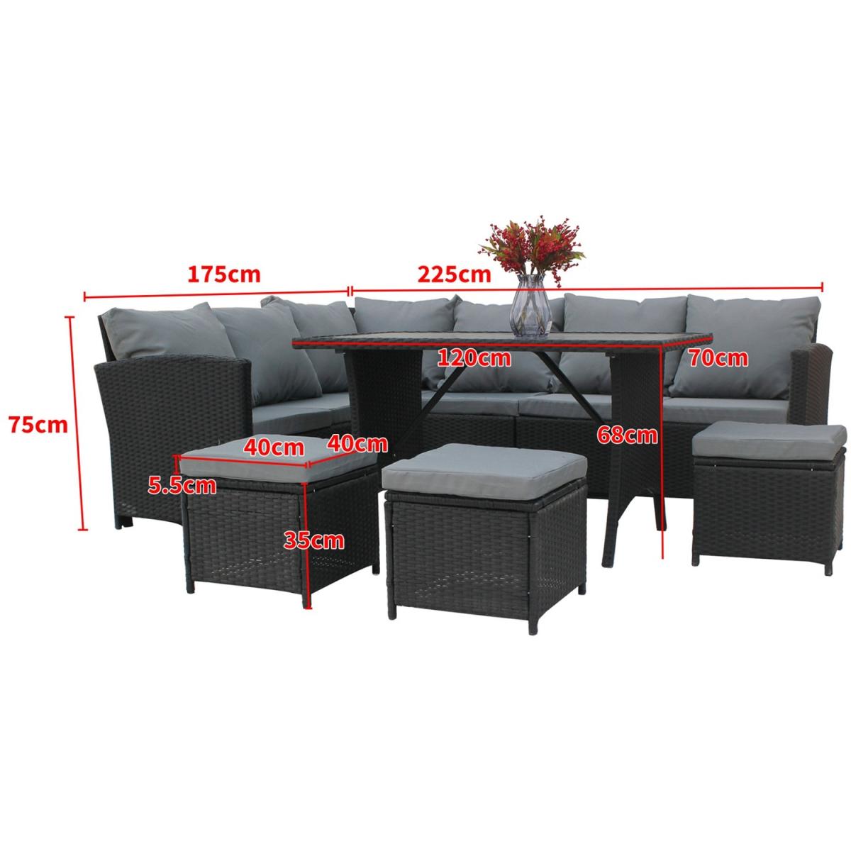 BIRCHTREE Rattan Garden Furniture Patio Set - Black – image 2
