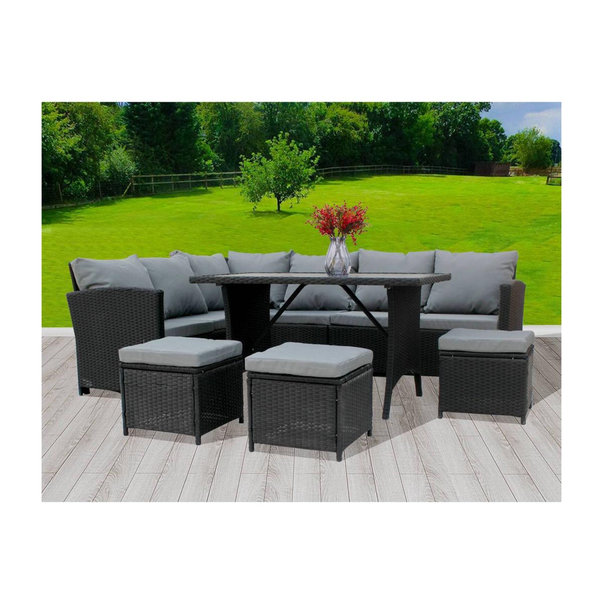 BIRCHTREE Rattan Garden Furniture Patio Set - Black – image 1