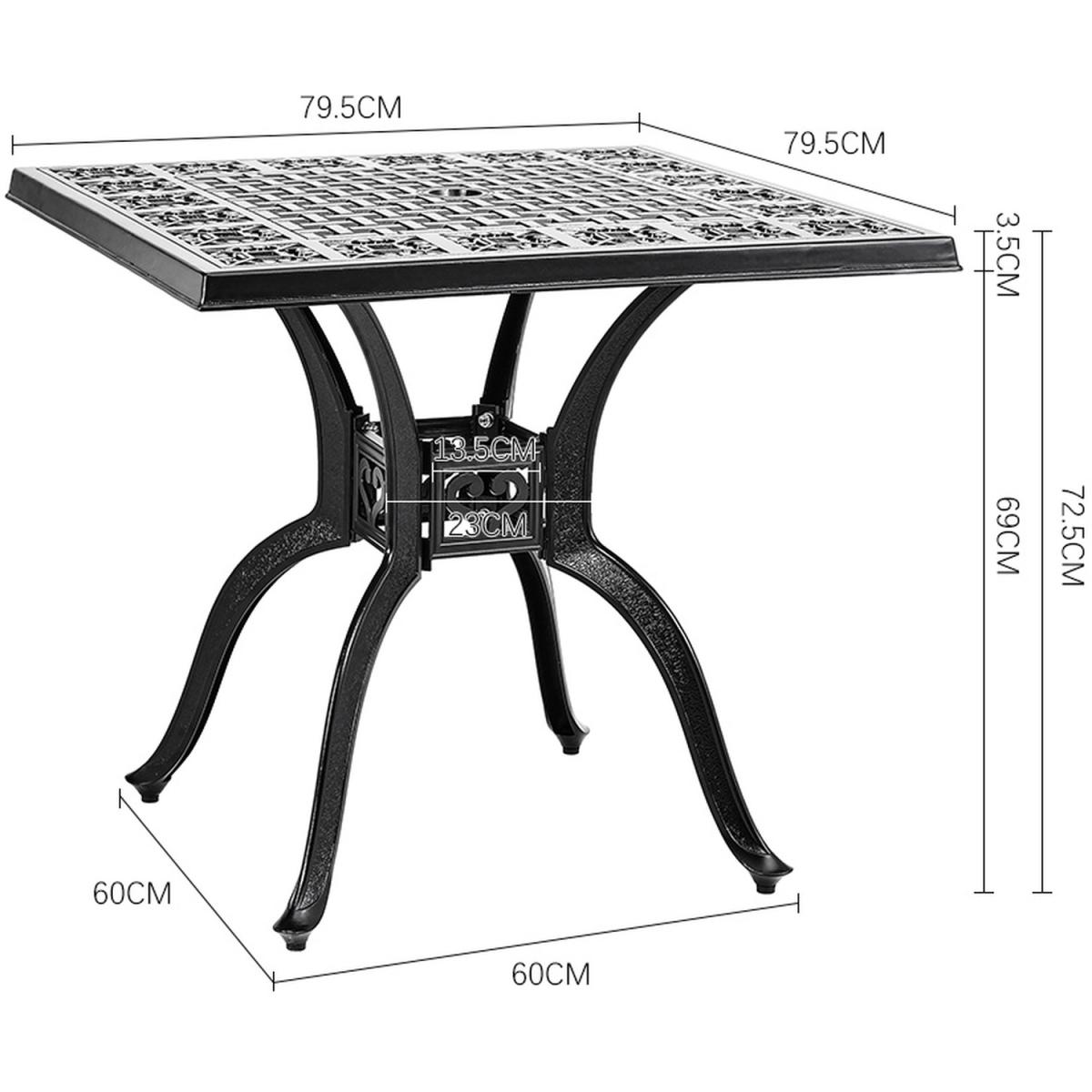 Garden 3PCS Cast Aluminium Coffee Tea Table Chair Set Outdoor Furniture - Black – image 3