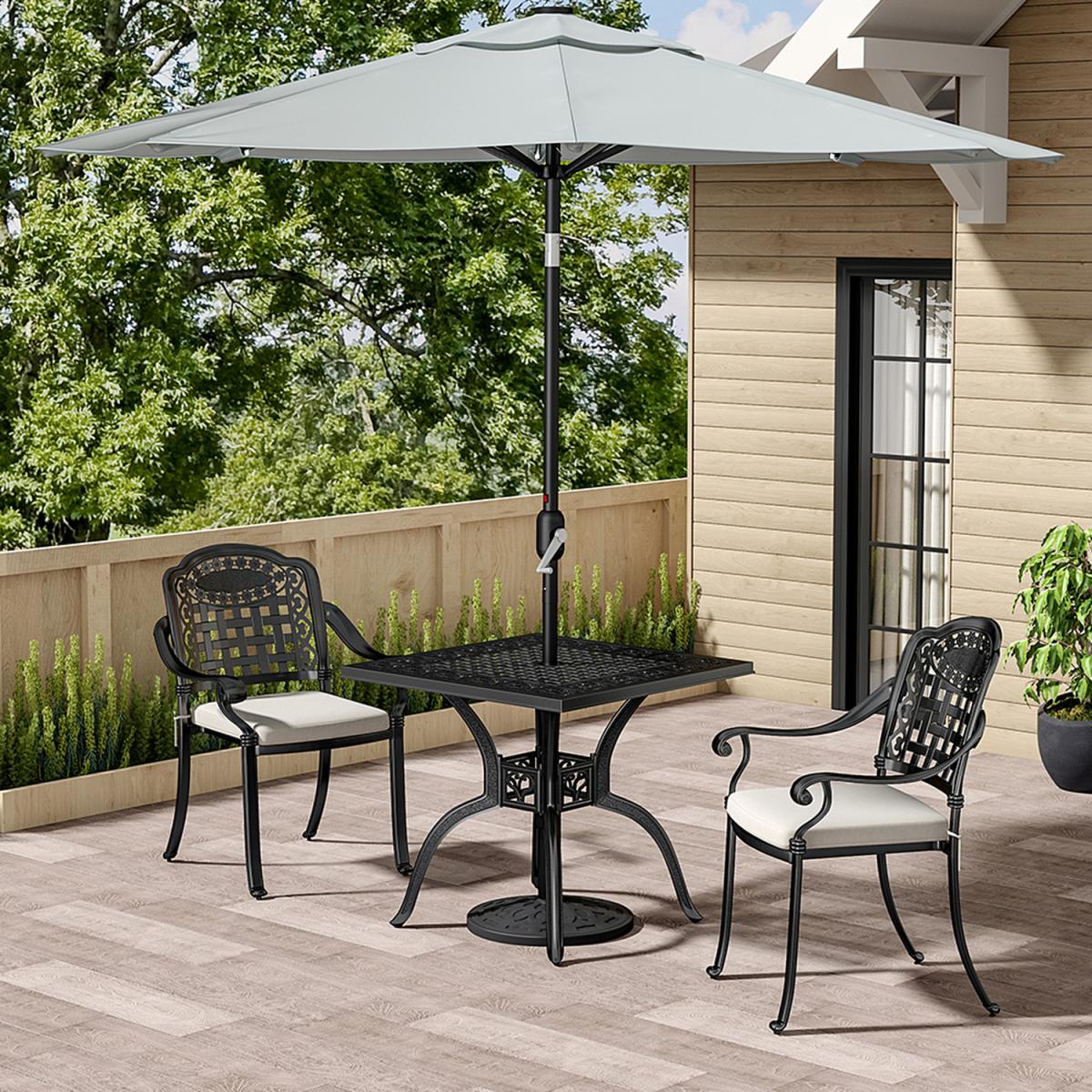 Garden 3PCS Cast Aluminium Coffee Tea Table Chair Set Outdoor Furniture - Black – image 1