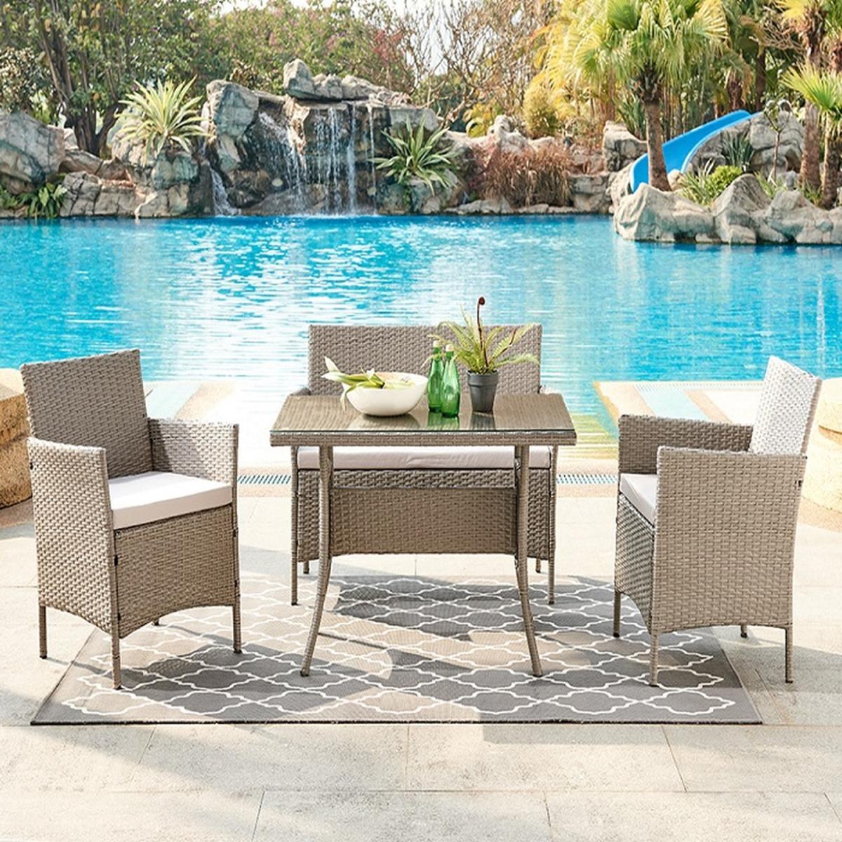Delta 4PC Rattan Dining Set with Cover - Grey – image 14