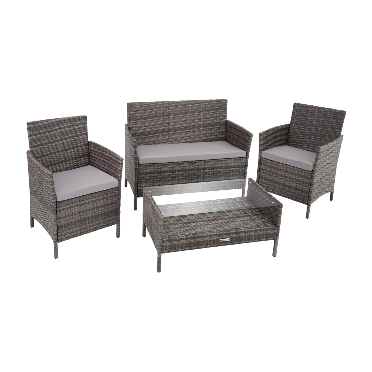 Rattan Garden Set Madeira 4 Seats 1 Table - Grey – image 1