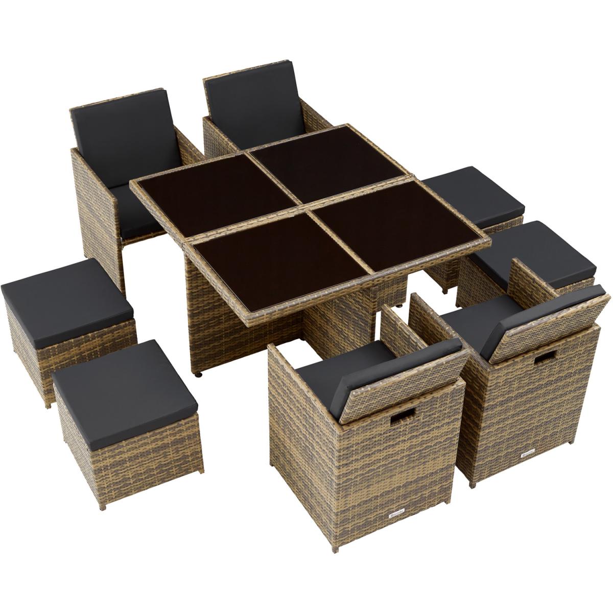 Rattan Garden Furniture Set Manhattan 8 Seats 1 Table - Nature – image 3