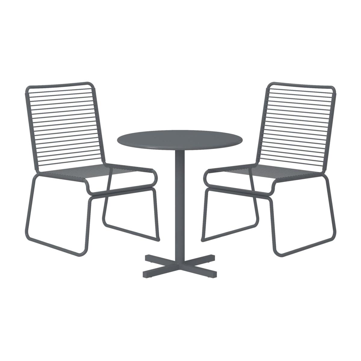 Nyla 3PC Outdoor Patio Bistro Set - Charcoal