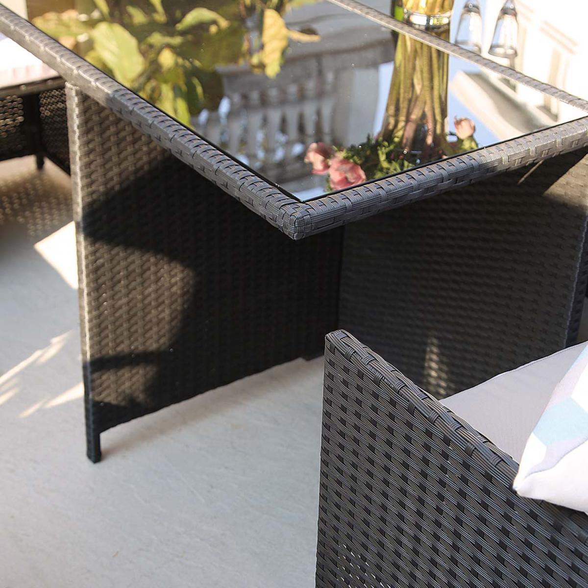 Santorini 10 Seater Premium Cube Rattan Outdoor Patio Garden Dining Table Set - Black – image 2