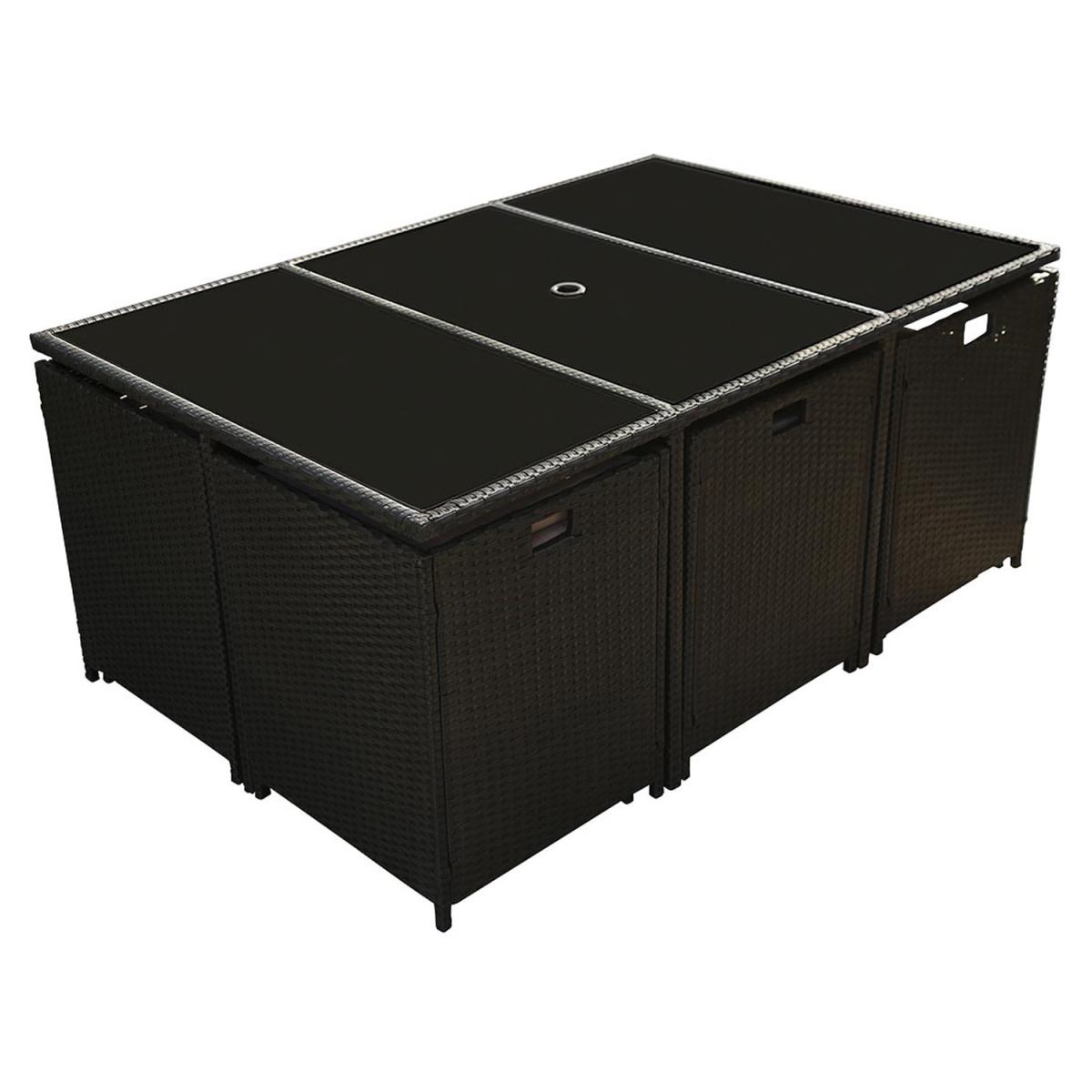 Santorini 10 Seater Premium Cube Rattan Outdoor Patio Garden Dining Table Set - Black – image 4