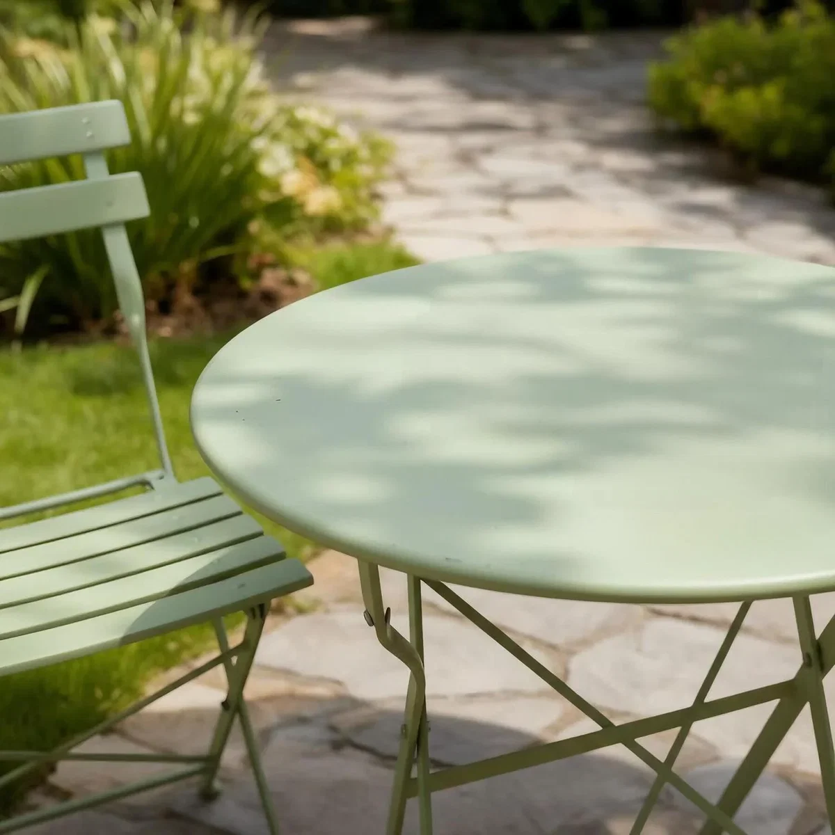 Clifton 3 Piece Folding Metal Bistro Set - Sage Green – image 2