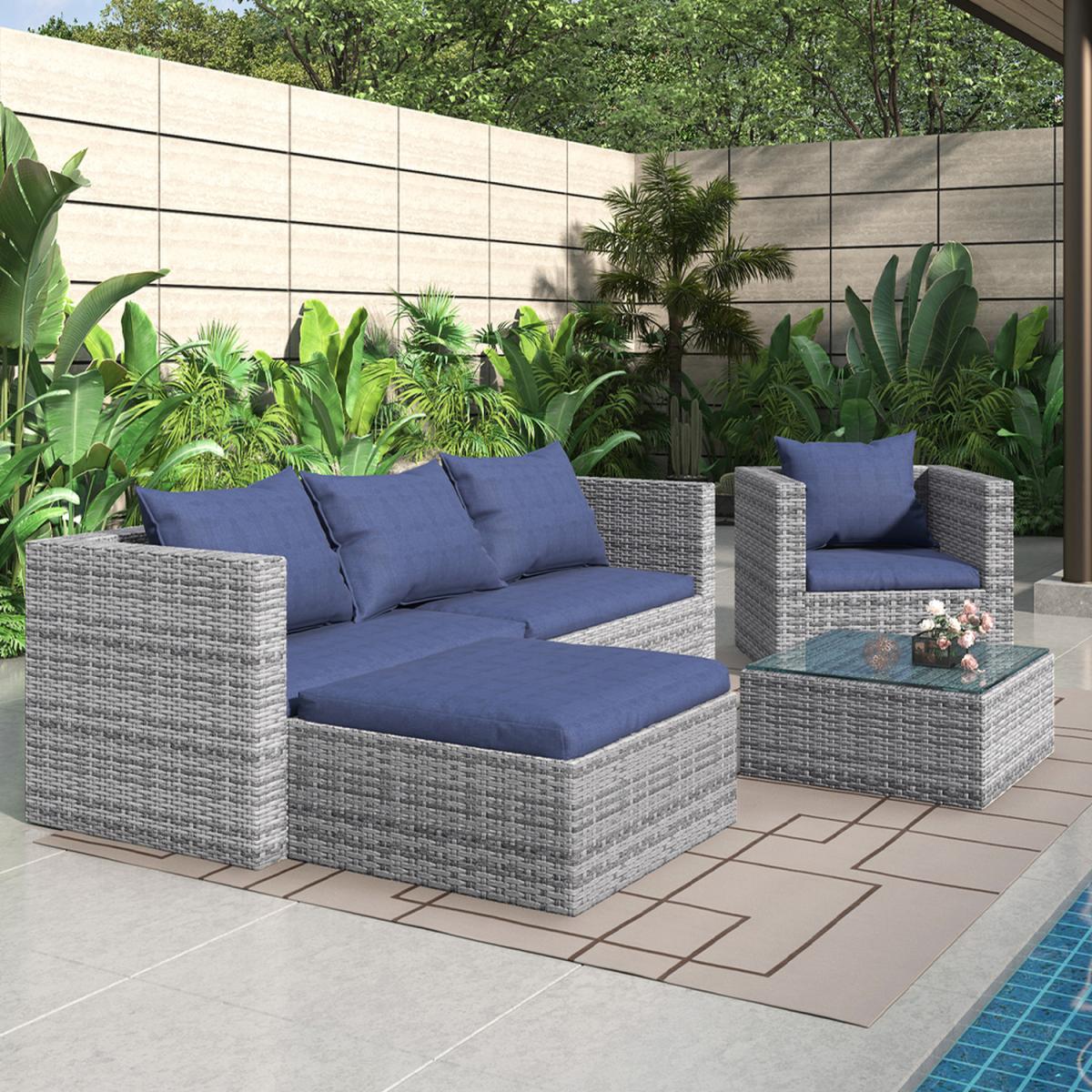 5 Seat Rattan Modular Corner Sofa Set - Grey – image 13